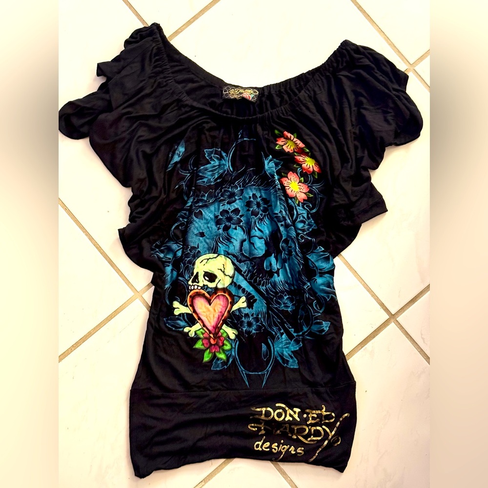 RARE Ed Hardy | Top Dress Skull Heart